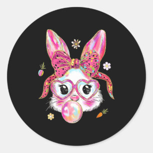 Schattig konijn konijn gezicht gelukkige pasen dag ronde sticker