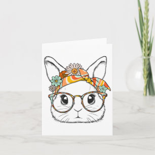Schattig Konijn Konijn Gezicht Groovy Gles Meisje Kaart