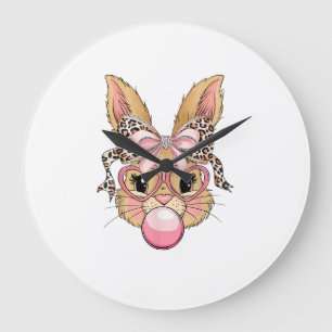 Schattig Konijn Konijn Gezicht Luipaard Bril Meisj Grote Klok