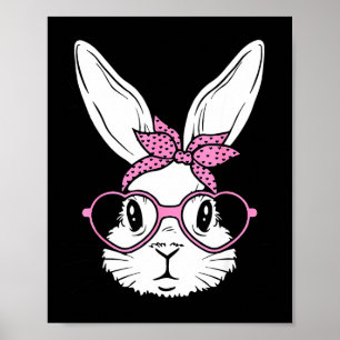 Schattig konijn konijn gezicht met bandana hart br poster