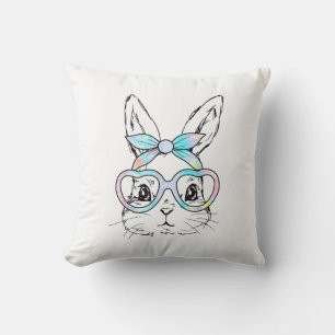 Schattig Konijn Konijn Gezicht Tie Dye Bril Meisje Kussen