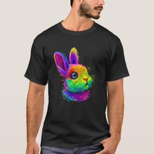 Schattig Konijn Konijn Gezicht Tie Dye Bril Meisje T-shirt