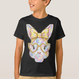 Schattig konijn konijn gezicht tie dye bril meisje t-shirt