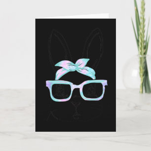 Schattig Konijn Konijn Gezicht Tie Dye Gles Meisje Kaart