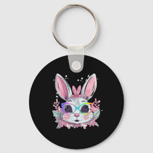 Schattig Konijn Konijn Gezicht Tie Dye Gles Meisje Sleutelhanger