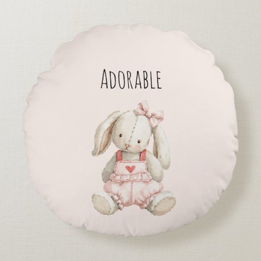 Schattig Konijn Konijn Hart Dier Rond Kussen (Voorkant)