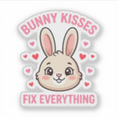 Schattig Konijn Kusjes Oplossen Alles Konijn Liefh Sticker (Voorkant)