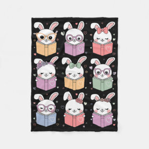 Schattig Konijn Leest Een Boek Pasen Konijn Leraar Fleece Deken