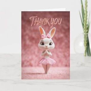 Schattig konijn meisje in roze tutu dank je wel kaart