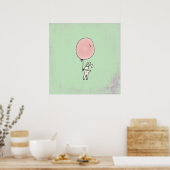 Schattig Konijn met Ballon Poster (Keuken)