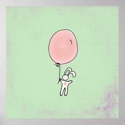 Schattig Konijn met Ballon Poster (Voorkant)