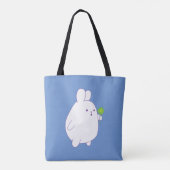 schattig konijn met bloem tote bag (Achterkant)