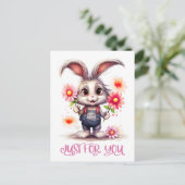 Schattig konijn met bloemen speciaal voor jou briefkaart (Staand voorkant)