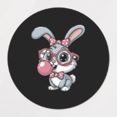 Schattig Konijn met Bril Blaast Kauwgom Bubbel Labels (Design 2)