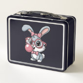 Schattig Konijn met Bril die Bubble Gum Blaast (Achterkant)