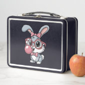 Schattig Konijn met Bril die Bubble Gum Blaast (In situ)