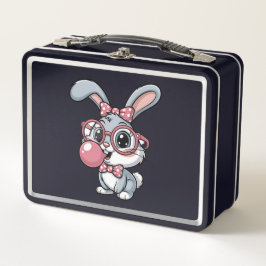 Schattig Konijn met Bril die Bubble Gum Blaast