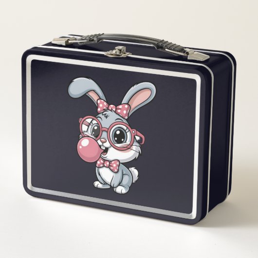 Schattig Konijn met Bril die Bubble Gum Blaast (Voorkant)