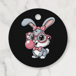 Schattig Konijn met Bril die Bubble Gum Blaast Bedankjes Labels