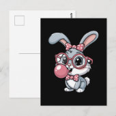 Schattig Konijn met Bril die Bubble Gum Blaast Briefkaart (Voorkant / Achterkant)