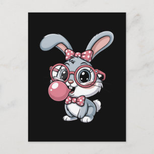 Schattig Konijn met Bril die Bubble Gum Blaast Briefkaart