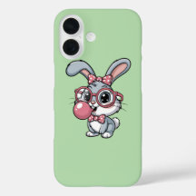 Schattig Konijn met Bril die Bubble Gum Blaast