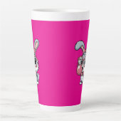 Schattig Konijn met Bril die Bubble Gum Blaast Latte Mok (Voorkant)