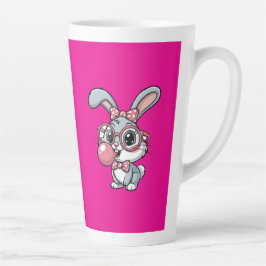 Schattig Konijn met Bril die Bubble Gum Blaast Latte Mok