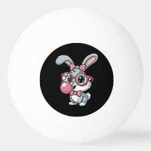 Schattig Konijn met Bril die Bubble Gum Blaast Pingpongbal