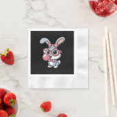 Schattig Konijn met Bril die Bubble Gum Blaast Servet (Insitu)