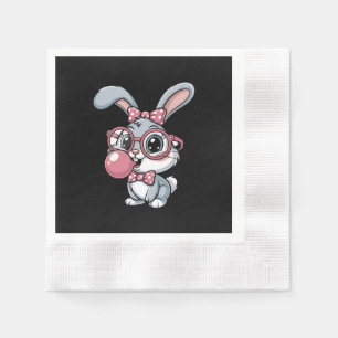 Schattig Konijn met Bril die Bubble Gum Blaast Servet