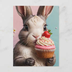 Schattig konijn met cupcake briefkaart
