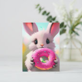Schattig konijn met een donut briefkaart (Staand voorkant)