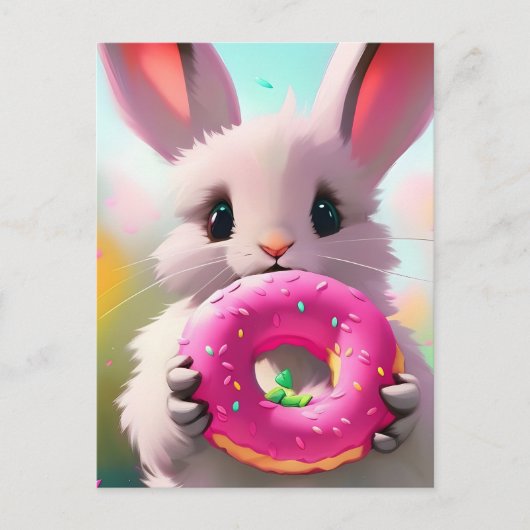 Schattig konijn met een donut briefkaart (Voorkant)