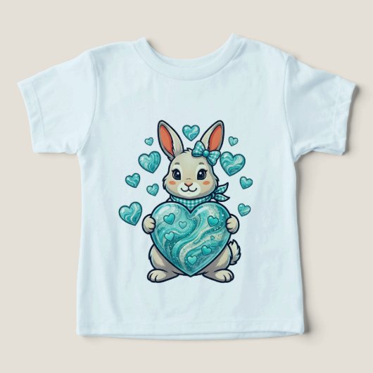 Schattig Konijn met een Glanzende Turquoise Hart – (Design voorkant)