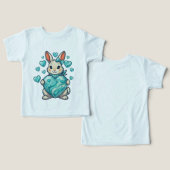 Schattig Konijn met een Glanzende Turquoise Hart – (Ontwerp Voorkant & Achterkant)