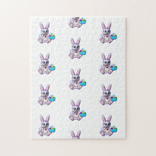 Schattig Konijn met een Mand Legpuzzel (Verticaal)