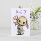 Schattig Konijn met een Tulp Bedankkaart (Staand voorkant)