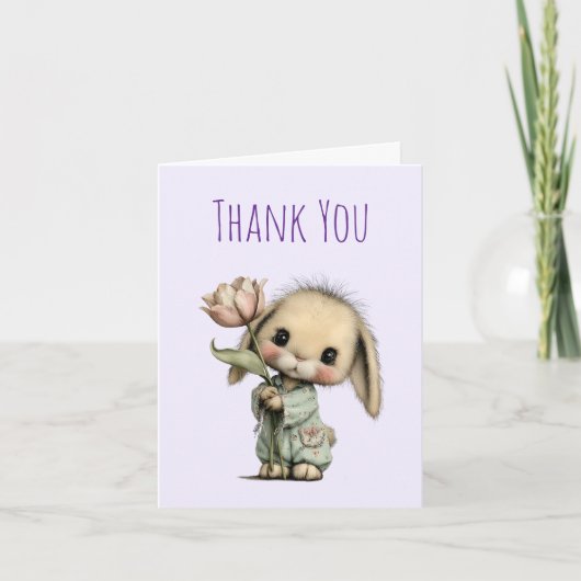 Schattig Konijn met een Tulp Bedankkaart (Voorkant)