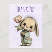 Schattig Konijn met een Tulp Bedankt Briefkaart (Voorkant)