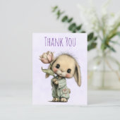 Schattig Konijn met een Tulp Bedankt Briefkaart (Staand voorkant)