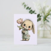 Schattig Konijn met een Tulp Briefkaart (Staand voorkant)