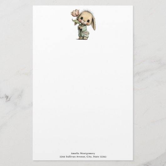 Schattig Konijn met een Tulp Briefpapier (Voorkant)
