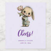 Schattig Konijn met een Tulp Cheert Wijn Etiket (Enkel label)
