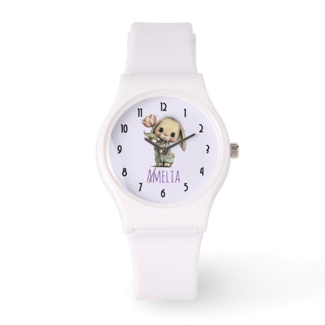 Schattig Konijn met een Tulp Horloge (Voorkant)
