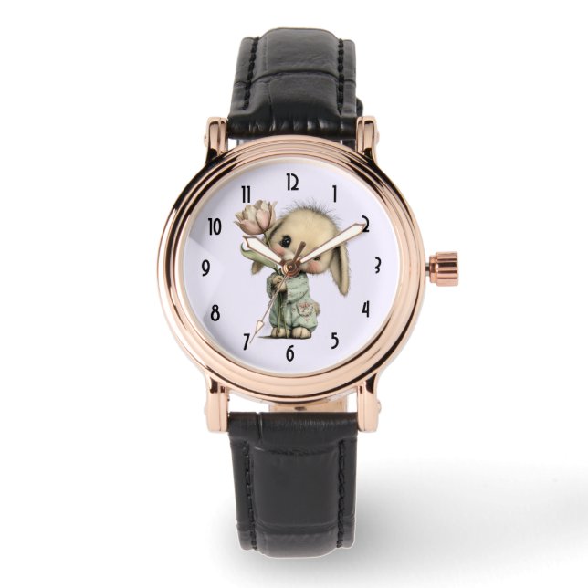 Schattig Konijn met een Tulp Horloge (Voorkant)