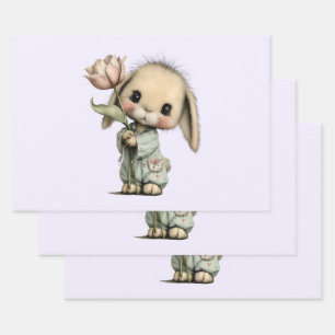 Schattig Konijn met een Tulp Inpakpapier Vel