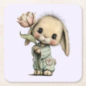 Schattig Konijn met een Tulp Kartonnen Onderzetters (Voorkant)
