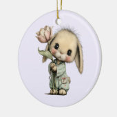 Schattig Konijn met een Tulp Keramisch Ornament (Links)