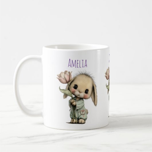 Schattig Konijn met een Tulp Koffiemok (Links)
